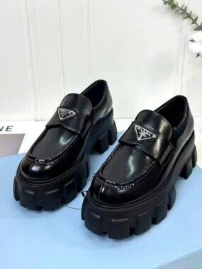 Prada Black Platform Loafers